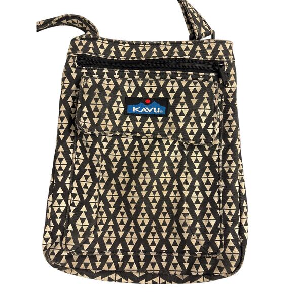 Kavu Keeper Crossbody Bag triangle tribal pattern brown tan western boho tote - Picture 2 of 4